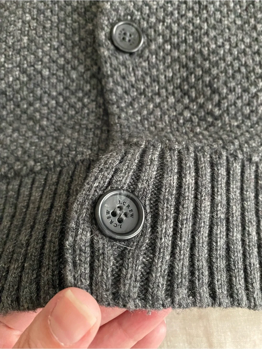 J. Crew Men’s Supersoft Lambswool-blend Gray  Bomber Sweater jacket Size Large
